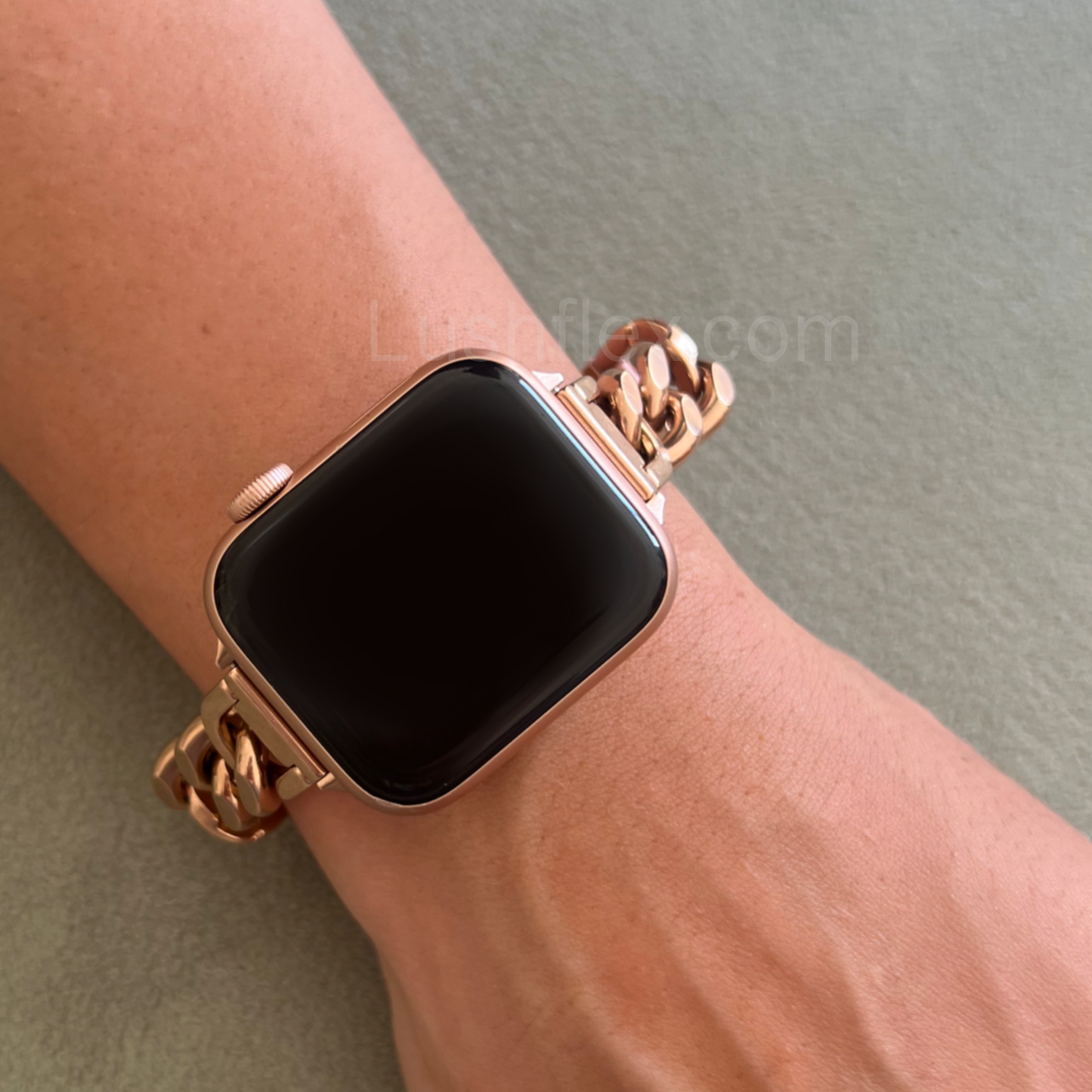 Leather Link Apple Watch Band - Pink/Rose Gold